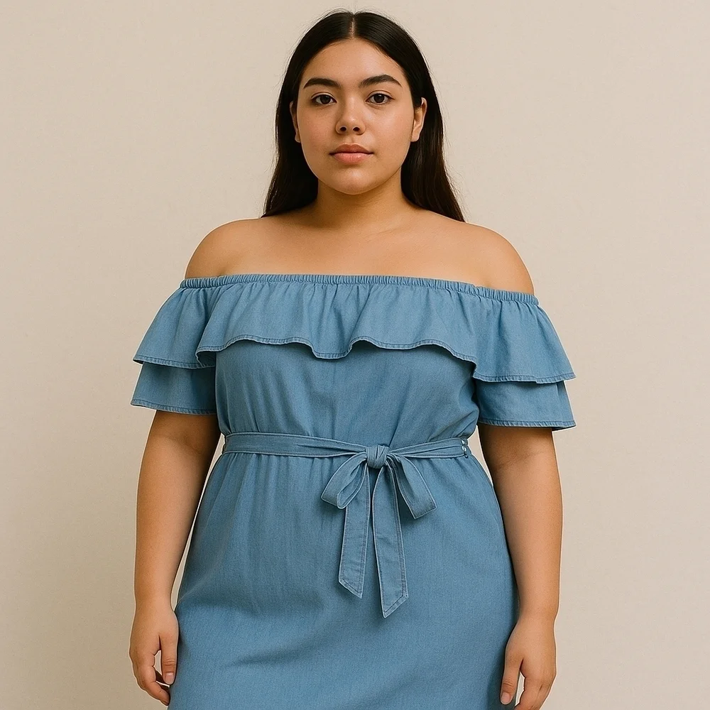 Rachel Rachel Roy Off-The-Shoulder Chambray Dress – XL – NWT – $102 Retail